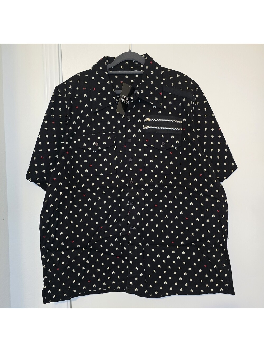 Dead Threads Goth Black Button Down Shirt Sz 3XL Skull Crossbones Punk Y2K Alt